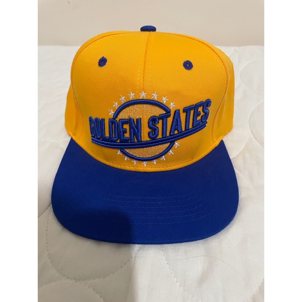 Top Level Golden States Snapback Hat Yellow Blue Golden Gate Bridge Graphic Cap